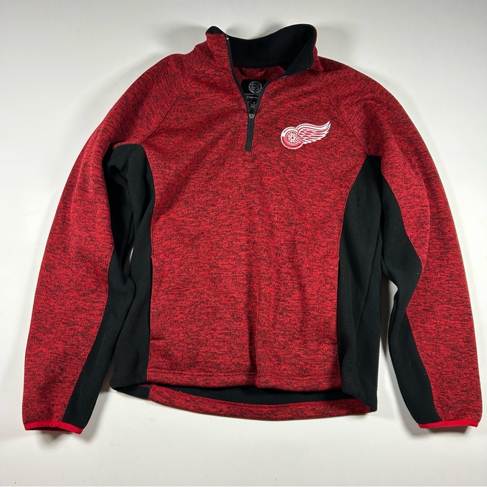 Detroit Red Wings NHL Sweater 1/4 Zip G III Sports Carl Banks Red Black Size M